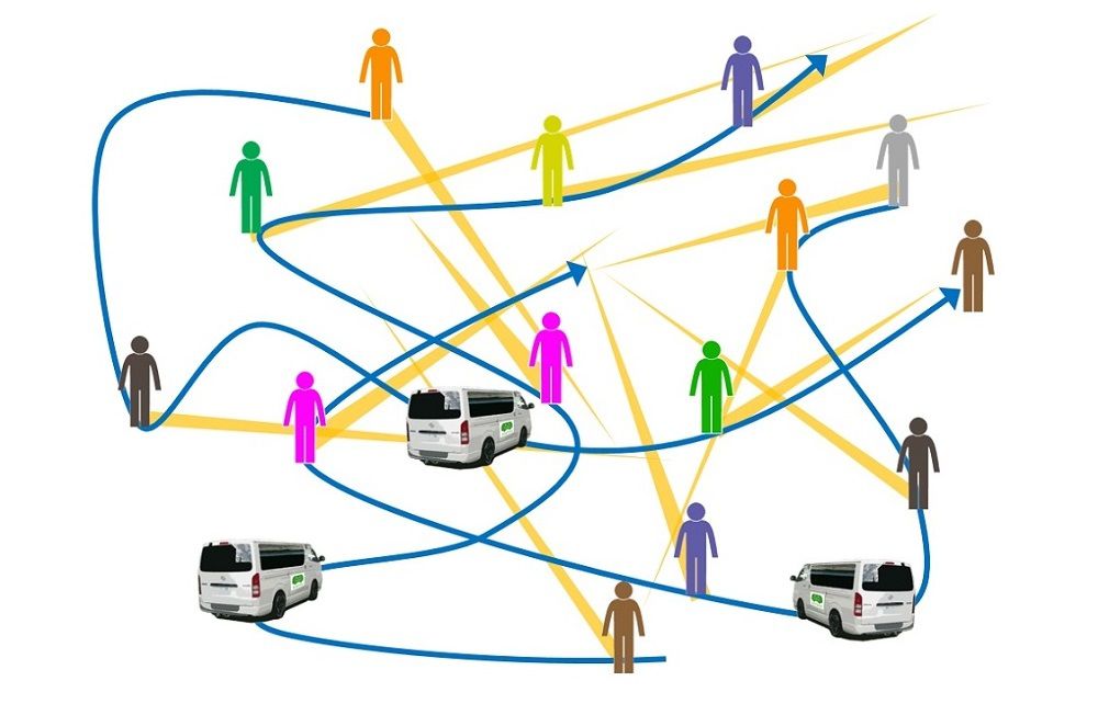 Convehicle的運行計劃示意圖。乘車(chē)點(diǎn)大多設置在垃圾回收站（注1）附近，僅需從家出門(mén)扔垃圾的距離便可使用Convehicle。